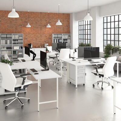 Bush Business Furniture Hustle 72"W L Shaped Computer Desk with 3 Drawer Mobile File Cabinet, White (HUS013WH)