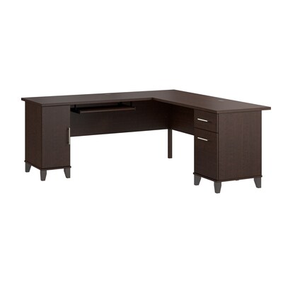 Bush Home Somerset 72 W L Shaped Office Desk with Storage, Mocha Cherry (WC81810K)