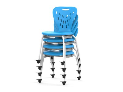 Luxor Plastic/Steel Kids' Desk Chair with Wheels and Storage, Blue/White (MBS-CHAIR)