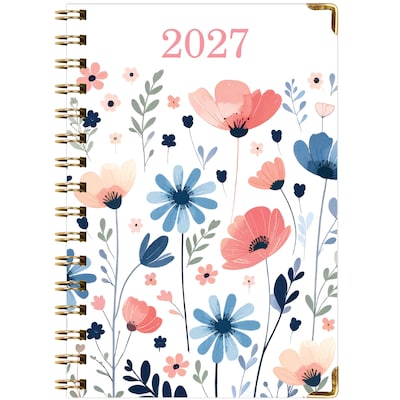 2027 Excello Brands 6" x 8" Weekly & Monthly Standard Planner, Paperboard Cover, Colorful Botanicals (FSHN-CY27-58-30)