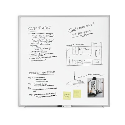 U Brands Steel Dry-Erase Whiteboard, Aluminum Frame, 3' x 3' (2890U00-01)