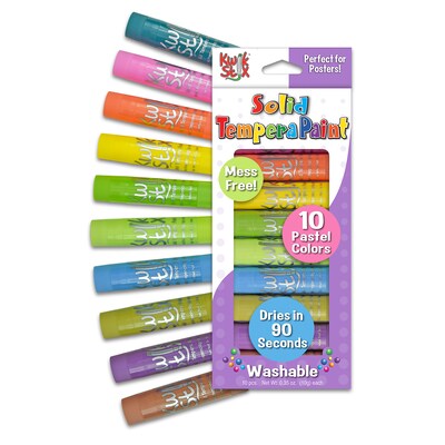 The Pencil Grip Kwik Stix Pastel Tempera Paint, Assorted Colors, 10/Pack, 2 Packs/Bundle (TPG680-2)
