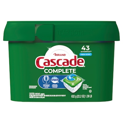 Cascade Complete ActionPacs Dishwasher Detergent Pacs, Fresh Scent, 43 Pacs (98208)