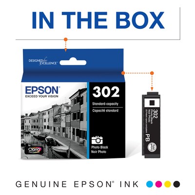 Epson T302 Photo Black Standard Yield Ink Cartridge