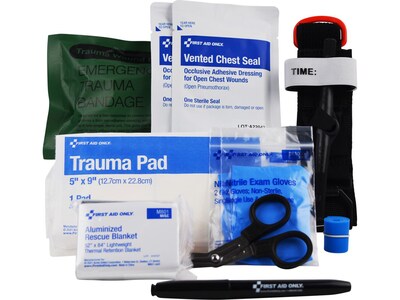 First Aid Only Right Response Bleeding Control Kit, Fabric Pouch, Limb & Chest Wounds, 15 Pieces (91