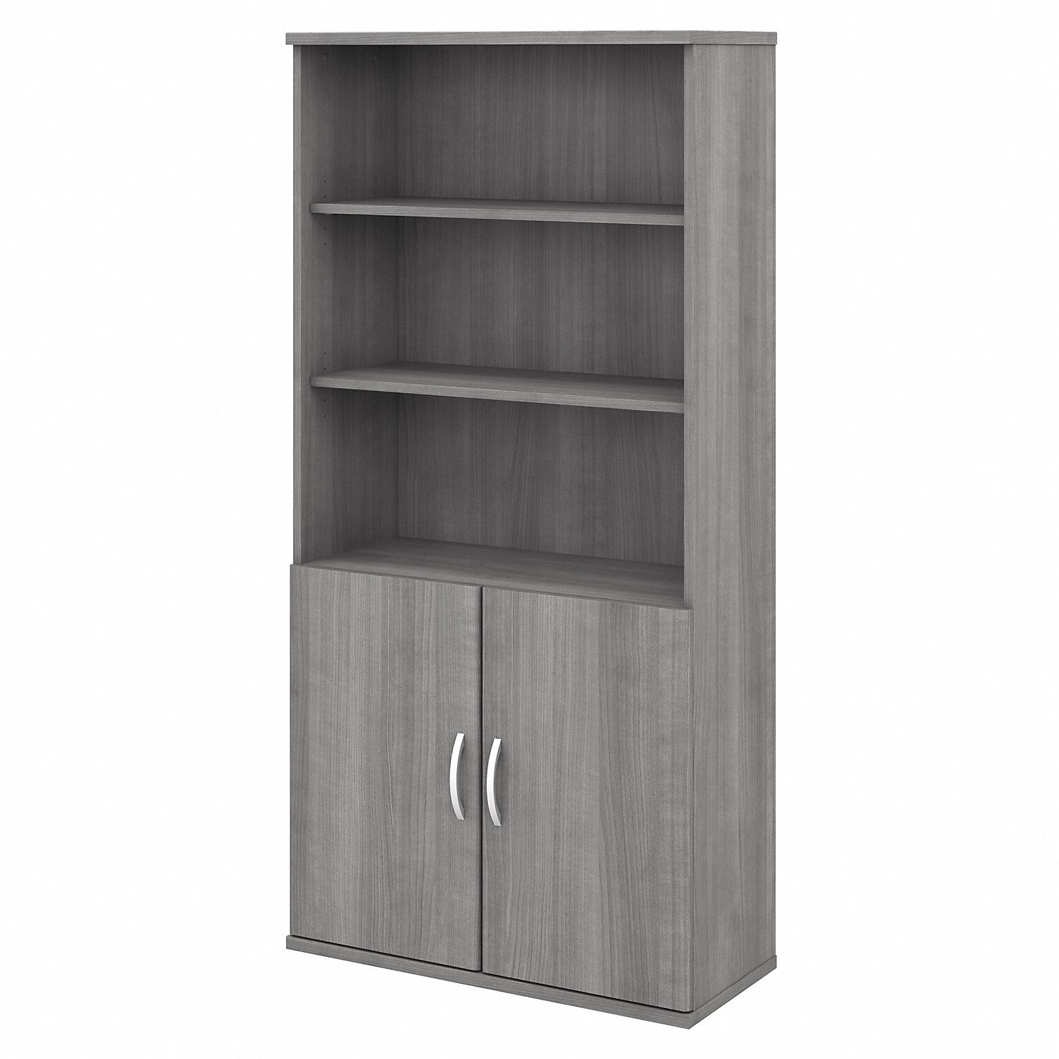 Bush Business Furniture Studio C 5 Shelf Bookcase with Doors, Platinum Gray (STC015PG)