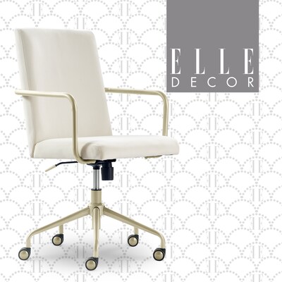 Elle Decor Giselle Fabric Computer and Desk Chair, Cream/Gold (CHR10058D)