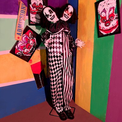 Haunted Hill Farm Lifesize Animatronic Two-Headed Clown (HHCLOWN-37FLSA)
