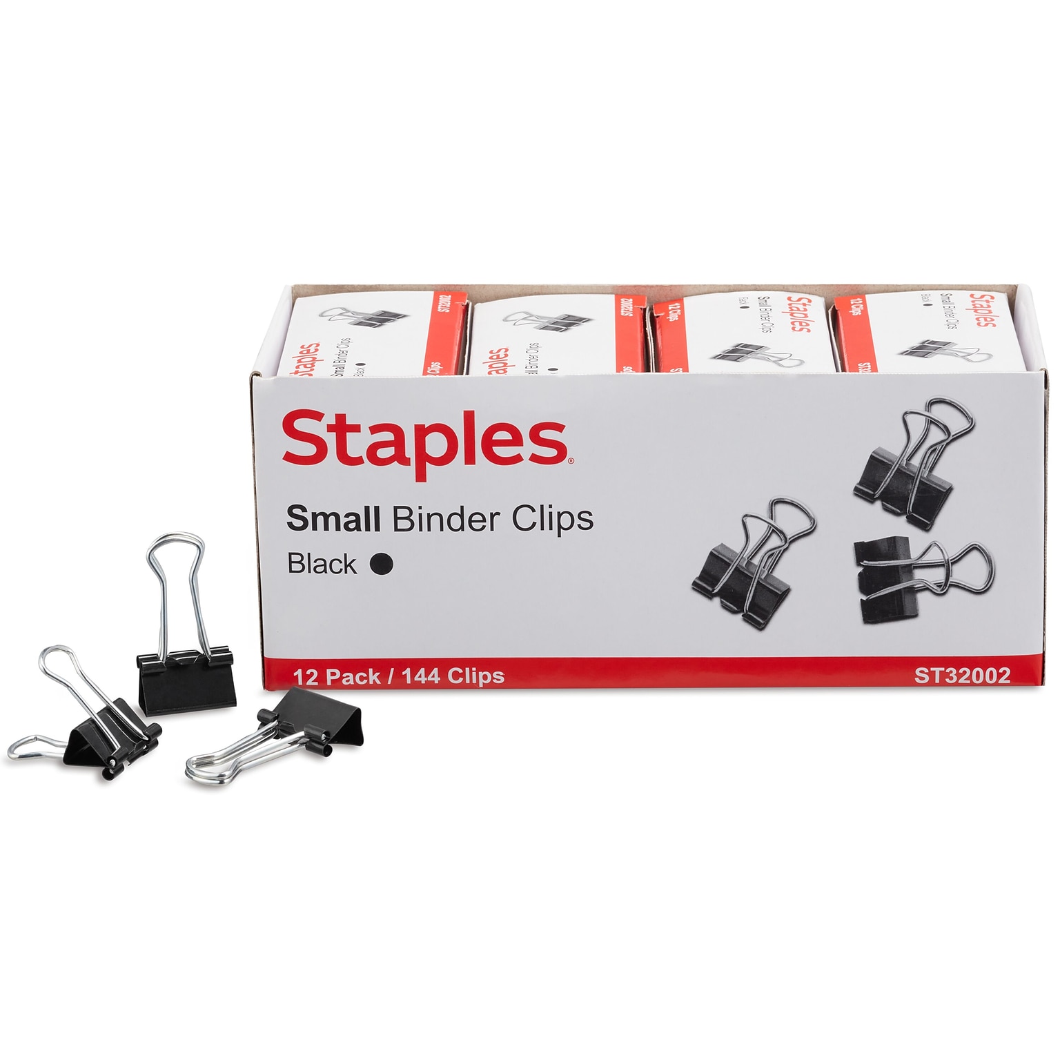 Staples® 0.75W Binder Clips, Small, Black, 144/Pack (ST32002/32002)