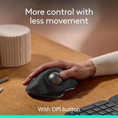 Logitech MX Ergo S Plus Wireless Ergonomic Trackball Mouse, Black (910-007247)
