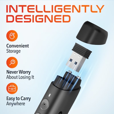 Delton LP99 2.4GHz Wireless Presentation Remote Laser Pointer Stylus and 30” Telescopic Pointer, Black (DLP99)
