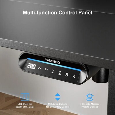 Huanuo 63"W Electric Rectangular Adjustable Standing Desk, Black (HNESD70B)