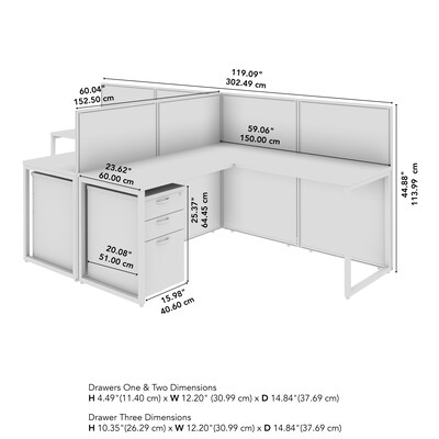 Bush Business Furniture Easy Office 45"H x 119"W 2 Person T-Shaped Cubicle Panel Workstation, Natural Elm (EOD560SNE-03K)