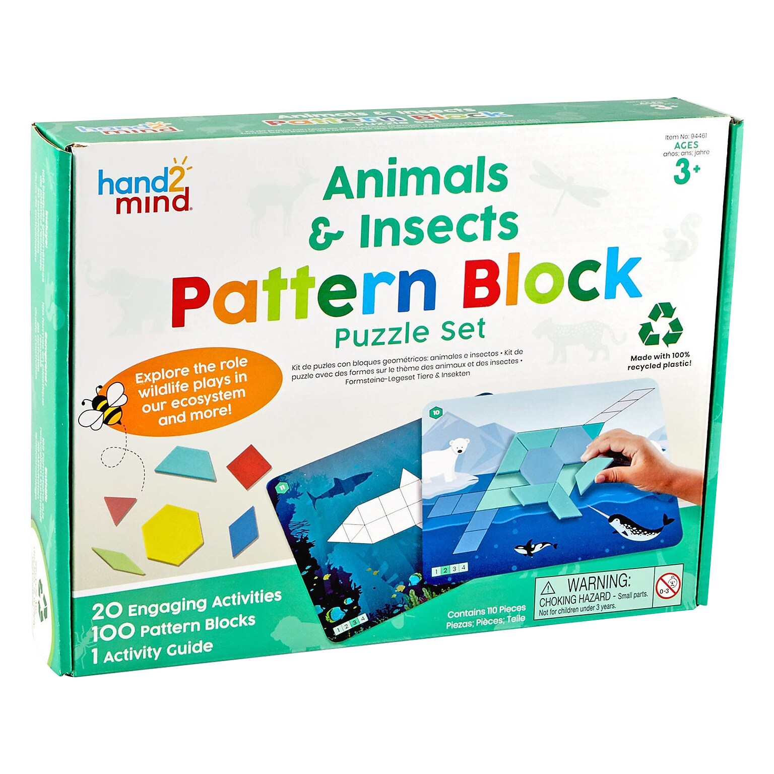 hand2mind Animals & Insects Pattern Block Puzzle Set (94461)