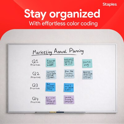 Staples Sticky Notes, 3" x 3", Marina Collection, 100 Sheets/Pad, 12 Pads/Pack (19758-US)