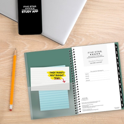 2026-2027 Five Star 5.5" x 8.5" Academic Weekly & Monthly Customizable Planner, Poly Cover, Assorted Colors (CAW451-00-27)