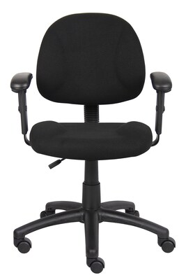 Boss Perfect Posture Deluxe Office Task Chair with Adjustable Arms, Black (B316-BK)