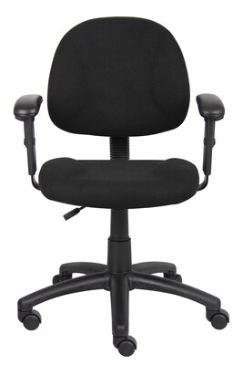 Boss Perfect Posture Deluxe Office Task Chair with Adjustable Arms, Black (B316-BK)