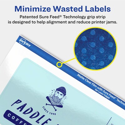 Avery Laser/Inkjet Rectangle Multipurpose Labels, 3" x 7", Clear, 30/Pack (94250)