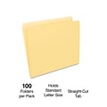 Quill Brand® File Folders, Straight-Cut, Letter Size, Yellow, 100/Box (7409YW)