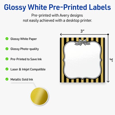 Avery Square Laser/Inkjet Multipurpose Labels, 3 x 3, White, 60/Pack (19479370941)