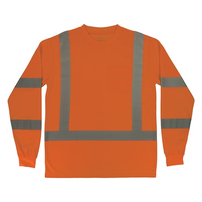 GloWear 8368 High Visibility Long Sleeve T-Shirt, ANSI Type R Class 3, Orange, Medium (22063)