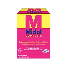 Midol Complete 500mg Acetaminophen Caplet, 2/Pouch, 30 Pouches/Box (64458)