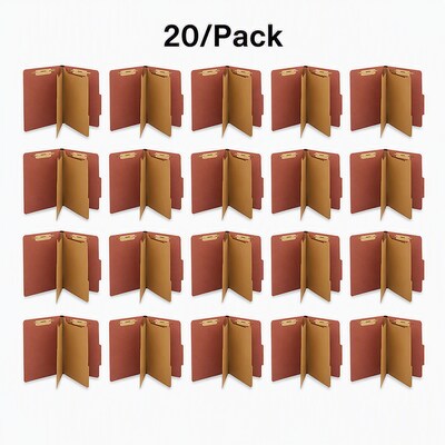 Staples® Recycled Pressboard Classification Folder, 2-Dividers, 2 1/2" Expansion, Letter Size, Brick Red, 20/Box (ST614615-CC)