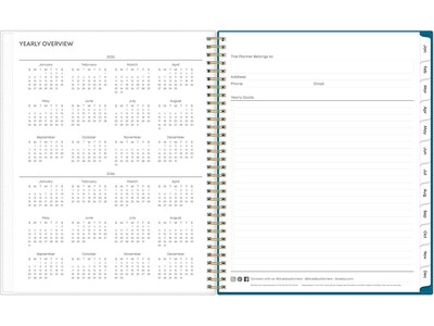 2025 Blue Sky Bakah Blue 8.5" x 11" Weekly & Monthly Planner, Plastic Cover, White/Blue (137261-25)