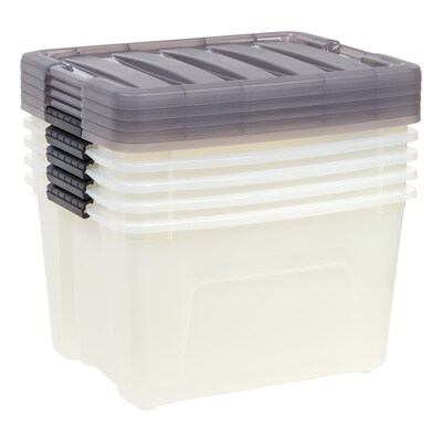 Iris 40 Quart Stack and Pull Plastic Latching Storage Bin, Clear (500209)