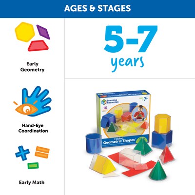 Learning Resources Folding Geometric Shapes, Geometry Accessories, 16 Pieces, (LER0921)