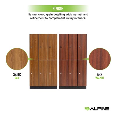 Alpine Industries 72" 2-Tier 3-Column Storage Locker, Oak (701-O-3-SPO-WTTR)
