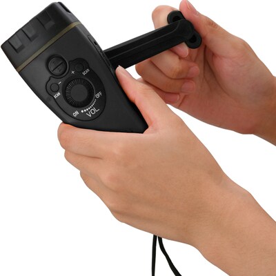 QFX Wireless Portable Rechargeable Emergency FM Radio with Built-in LED Flashlight, Black (R-10C)