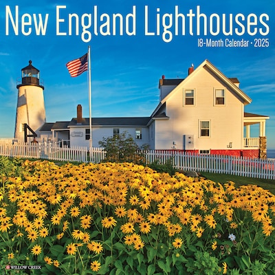 2025 Willow Creek New England Lighthouses 12 x 12 Monthly Wall Calendar (44179)