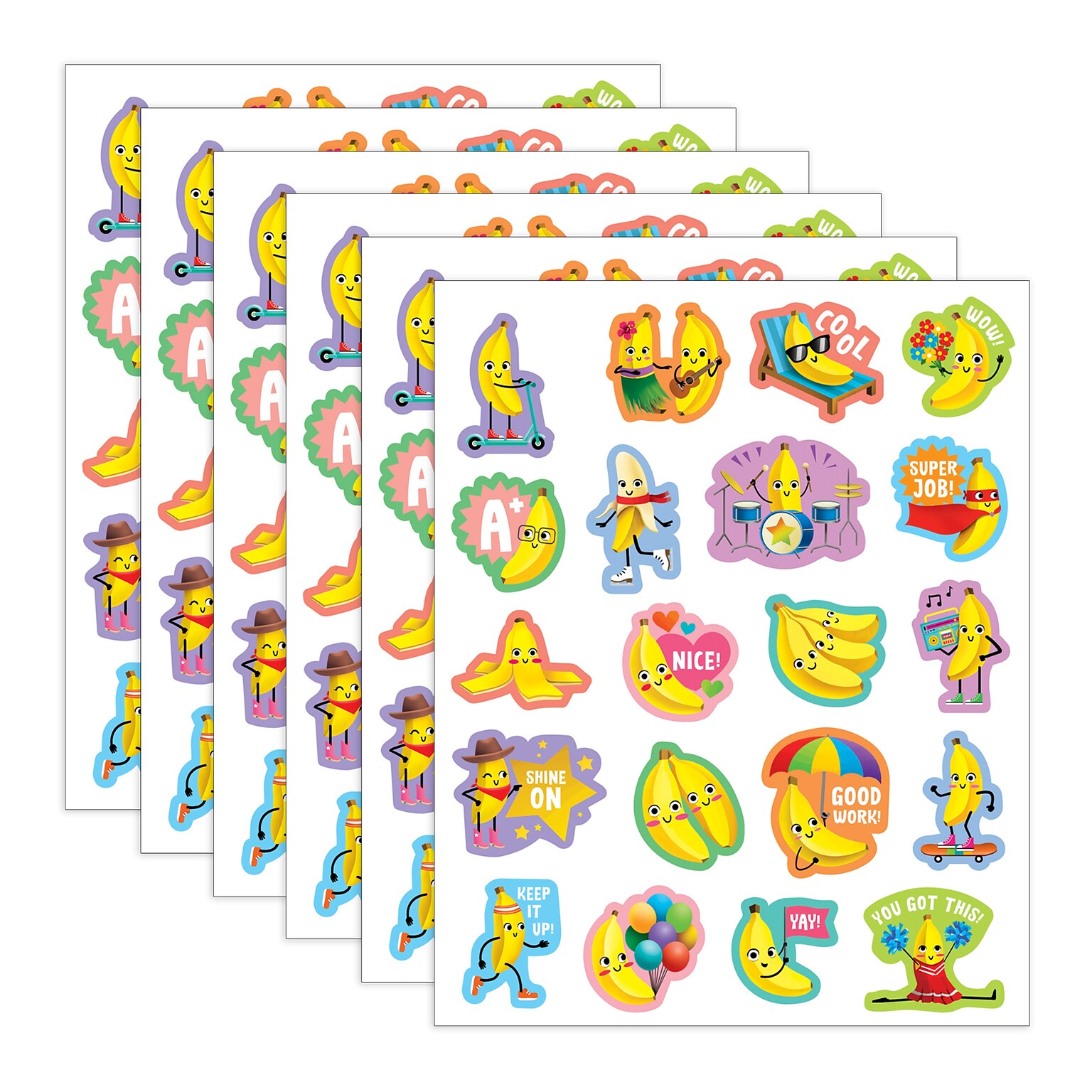 Teacher Created Resources Banana Smelly Stickers, Multicolored, 120/Pack, 6/Packs/Bundle (TCR9447-6)