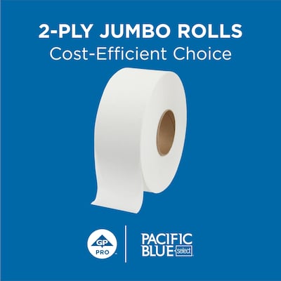 Pacific Blue Select Jumbo Jr. Toilet Paper, 2-ply, White, 1000 ft./Roll, 8 Rolls/Carton (13728)