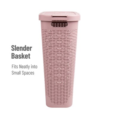 Mind Reader 10.57-Gallon Laundry Hamper with Lid, Plastic, Pink (40HAMP-PNK)