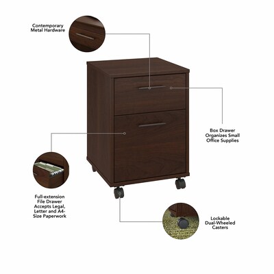 Bush Furniture Key West 2-Drawer Mobile Vertical File Cabinet, Letter Size, Lockable, Bing Cherry (KWF116BC-03)