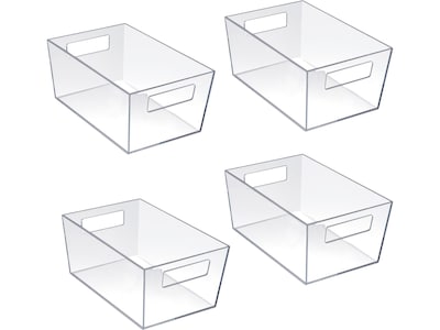 Azar Medium Open Lid Storage Tote, Clear, 4/Pack (556235)