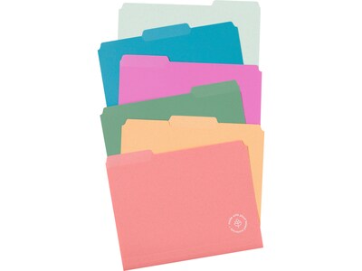 U Brands U-Eco File Folder, 1/3-Cut Tab, Letter Size, Assorted Colors, 24/Pack (6597U01-12)
