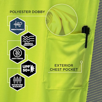 Ergodyne GloWear 8370 High Visibility Long Sleeve T-Shirt, ANSI Type R Class 3, Lime, 2XL (22256)