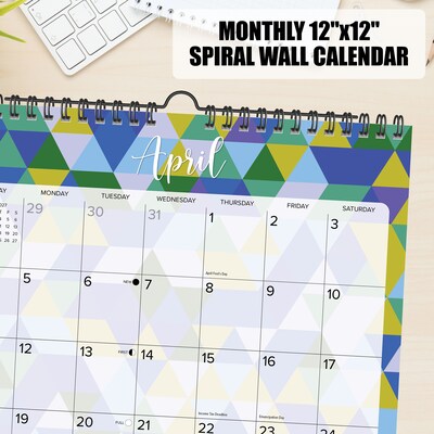 2027 Willow Creek Geometric 7.5" x 9.5" Monthly Wall Calendar, Assorted Colors (65594)