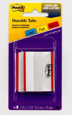Post-it® Durable Tabs, 2 Wide, Solid, Red, 50 Tabs/Pack (686F-50RD)