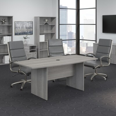 Bush Business Furniture 72W x 36D Boat Shaped Conference Table with Wood Base, Platinum Gray (99TB72