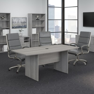 Bush Business Furniture 72W x 36D Boat Shaped Conference Table with Wood Base, Platinum Gray (99TB7236PG)