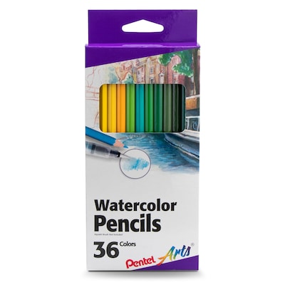 Pentel Arts Watercolor Pencil Set, Assorted Colors, 36-Pack (PTACB936)