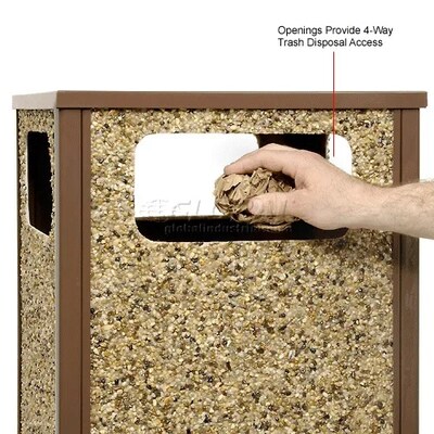 Global Industrial Stone Panel Trash Sand Urn, 24 Gallon Capacity, 17-1/2"W x 17-1/2"D x 32"H, Brown (238243BN)