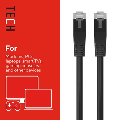 Staples TECH 7 ft. Cat-6 Ethernet Cable, Male to Male, Black (ST62458)