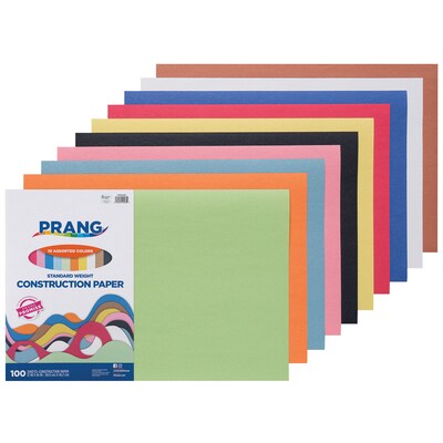 Prang 12" x 18" Construction Paper, Assorted Colors, 100 Sheets/Pack, 3 Packs/Bundle (PAC94460-3)