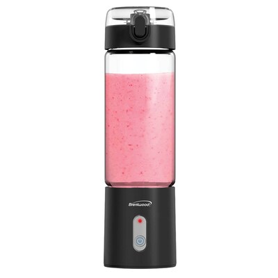Brentwood 17-Oz. Portable Battery-Operated USB-Chargeable Glass Blender, Black (RJB-100BK)